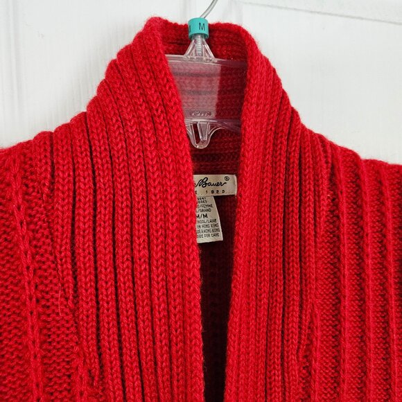 Eddie Bauer Wool Shawl Collar Sweater Vest Medium Tall MT Women Red Button Front - Picture 3 of 15